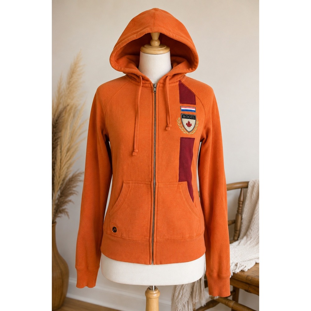 Roots Canada Netherlands NEL Full Zip Hoodie Orange Dutch Flag Large